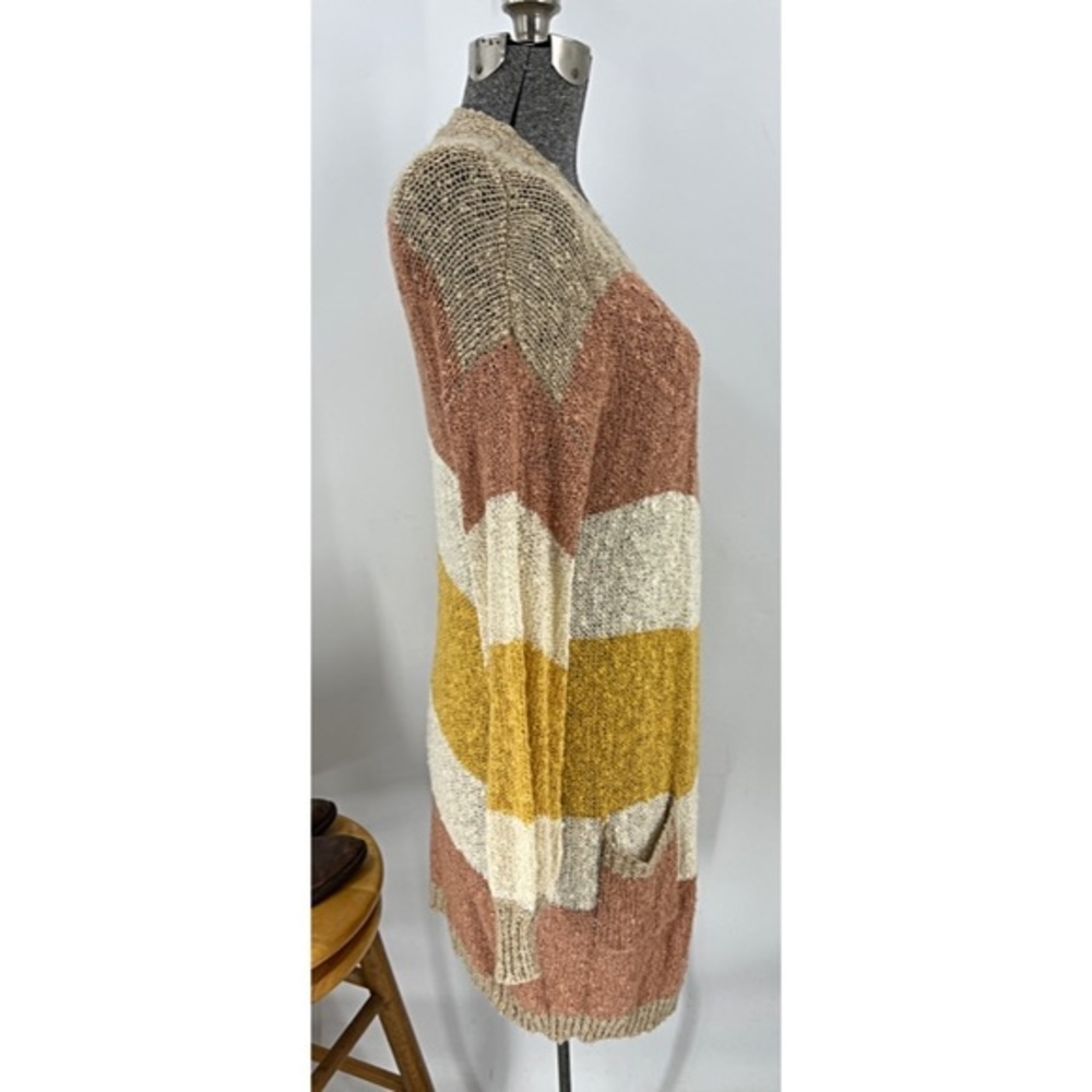 Davi & Dani Striped Open Front Textured Open Knit… - image 4